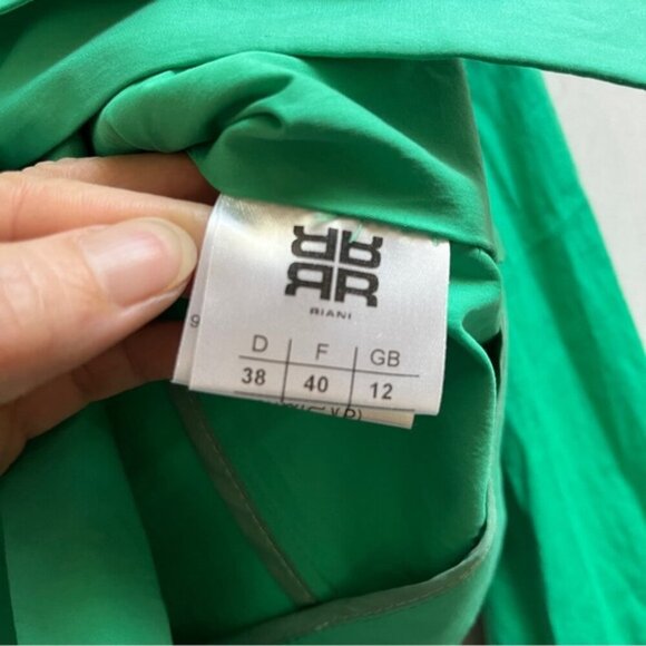 Riani green tailored lightweight cuffed sleeves cotton blazer jacket Sz 8 - Picture 9 of 12